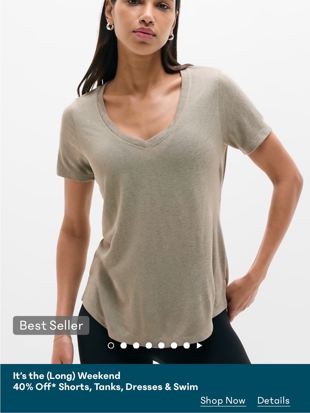 Athleta Willow Green V-Neck Tee